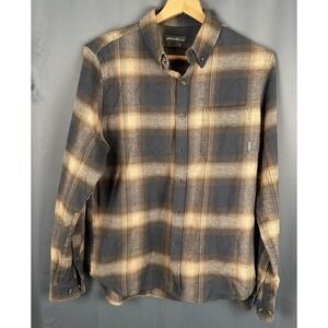 Eddie Bauer Men's S Multicolor Cotton Shirt‎ Light Flannel Long Sleeve